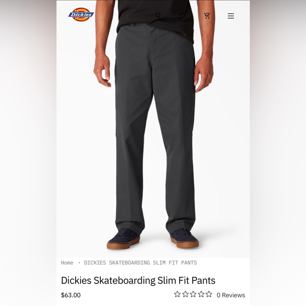 Dickies Men's Skateboarding Pant, slim fit, 33x34